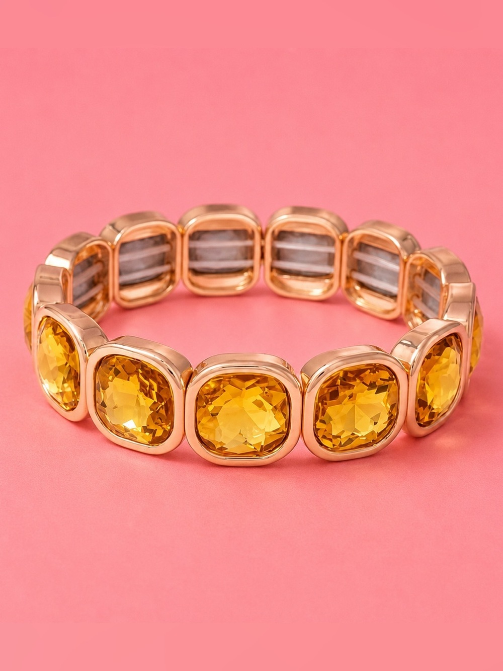 Golden Amber Crystal Stretch Bracelet